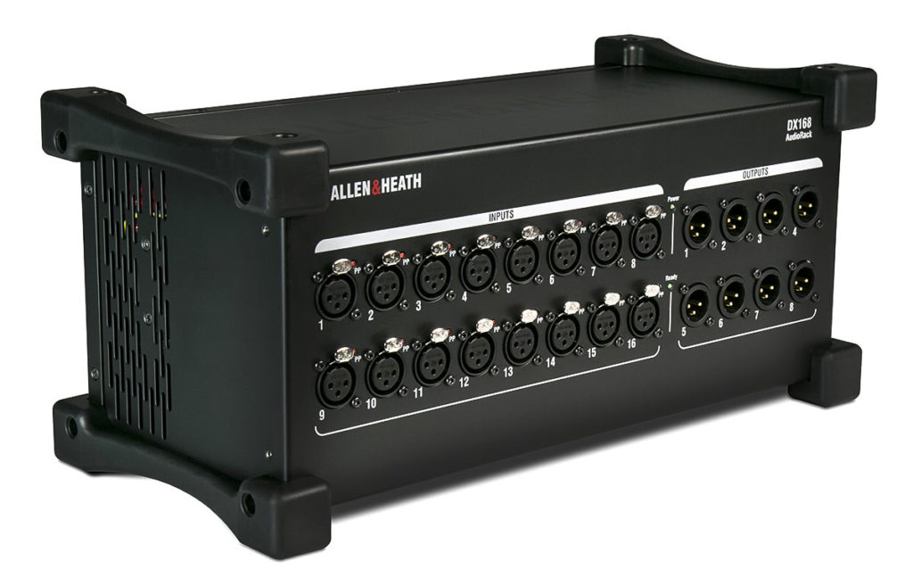 De Allen & Heath DX168 is een digitale snake die kan worden gebruikt in combinatie met de Allen & Heath SQ serie.